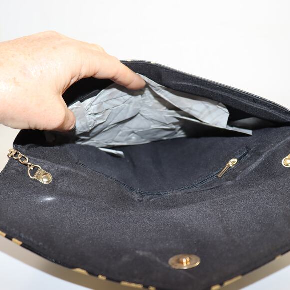 Black Gold Graphic Chain Strap Clutch Shoulder Bag - Picture 4 of 4